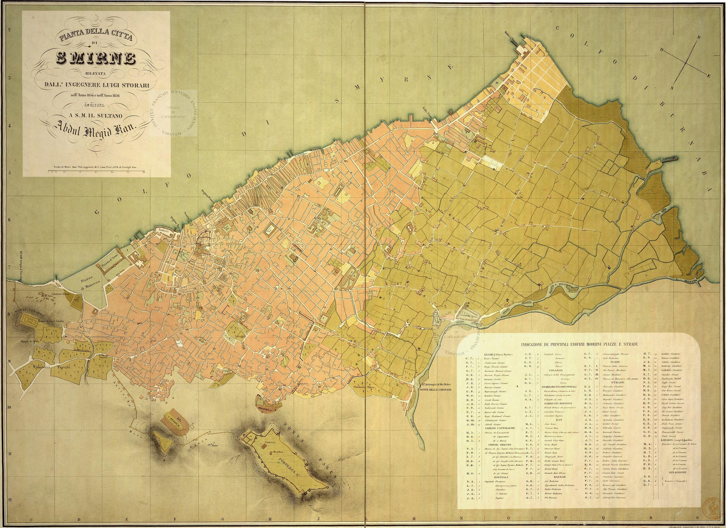 Luigi Storari, İzmir Kent Planı, 1854-1856.